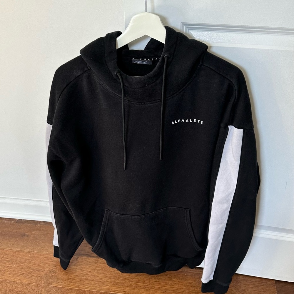 Alphalete black hoodie with white lining size large
